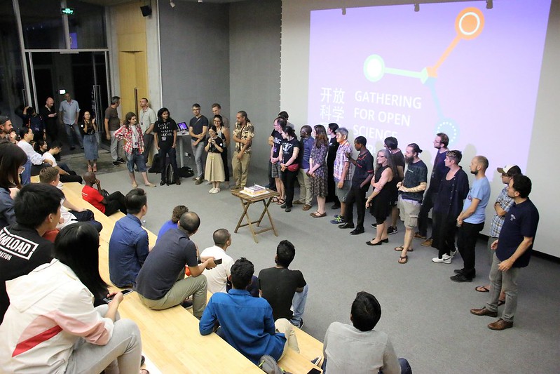 Photo of attendees during a group presentation at the 2018 Gathering in Shenzhen