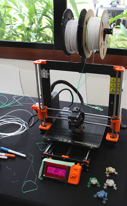 Photo of a 3D printer using plastic filament at GOSH 2022